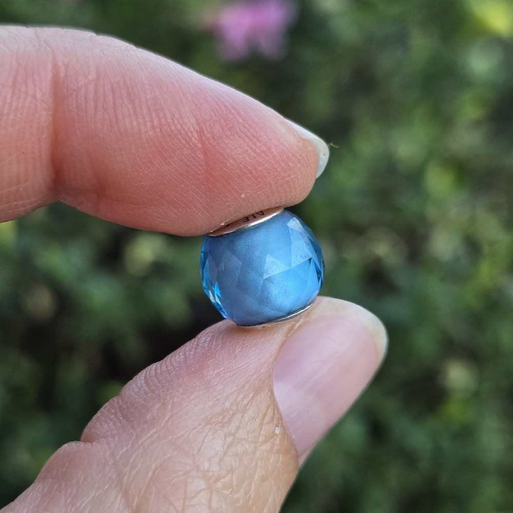 Pandora Geometric Faceted Sky Blue Charm Retired